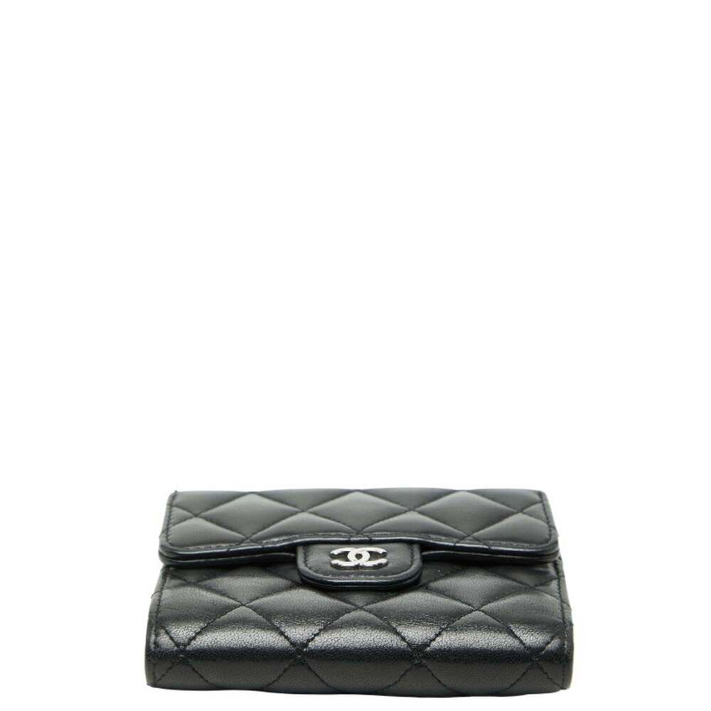CHANEL Authentic Black Lambskin Leather Logo Wallet - Picture 3 of 10